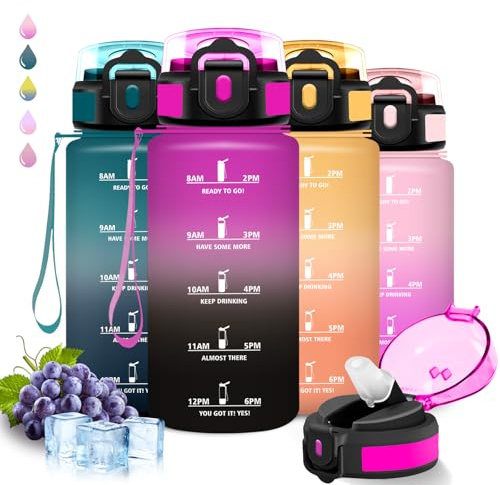 Botella agua Niños, Botella Agua 500ml, A Prueba de Fugas, Cantimplora Infantil, Con Cierre de Seguridad, Reutilizable, Cantimplora con Pajita, para la Escuela, Correr, Oficina, Acampada, Deportes