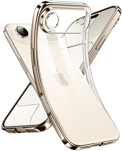 Supdeal Crystal Clear Hülle für iPhone Air, Niemals gelb mit Kameraschutz, Silikon Durchsichtig Handyhülle Weicher Passform, Ultra Dünn und Leicht Case Cover, 6,5, Gold