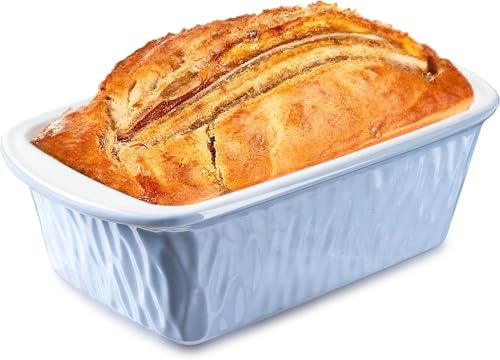 NUTRIUPS 3lb Ceramic Loaf Pan, 23.5x13.5x8cm Internal Size Rectangular Bread Baking Pan, Porcelain Non-Stick Glazed Pan for Home Baking (Bread, Brownie, Lasagna, Meatloaf), Dishwasher Safe (Blue)