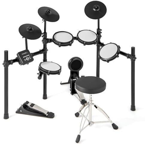 COSTWAY E-Drum Sets faltbar, 8 teiliges E-Schlagzeug mit Mesh Pads, 225 Sounds & 30 Demos, Metronom & USB MIDI, 2 Pedale & 2 Drumsticks, elektronisches Schlagzeug Komplettset für Kinder, Erwachsene