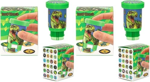 Depesche 13349 Dino World Sticker Stamper - Stempel Set zum Stempeln von Dinosaurier-Aufklebern, Inklusive Stempel und 160 Sticker (Packung mit 2)