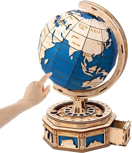 Huge Globe Puzzle Box 3D Wooden Jigsaw Puzzle for Adults Wood Model Kit Set Build for Adults and Teens(4 Pcs a Carton)