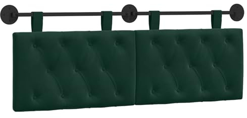 vidaXL Hängendes Kopfteil Dunkelgrün Samt, Schlafzimmer, modernes Wand-Kopfteil, rechteckig mit Samtbezug, gesteppt, Holzwerkstoff, platzsparende Dekoration