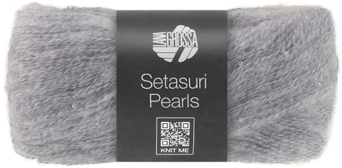 LANA GROSSA Setasuri Pearls | Feines Lace-Garn aus 50% Suri-Alpakafasern mit 22% Seide, 16% Baumwolle und 12% Glasperlen |25g Wolle zum Stricken & Häkeln | 140m GarnFB 208