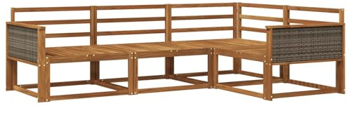 vidaXL Outdoor-Sofagarnitur 4 pcs Natur Massivholz Akazie, Anpassbare Gartenmöbel, modernes Patio-Sofa, gemütliche Sitzgruppe, wetterfest und robust