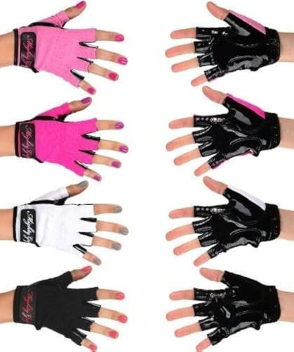 Mighty Grip Schwarze Tanzhandschuhe mit Nieten-Streifen zum Greifen der Stange (extra klein)