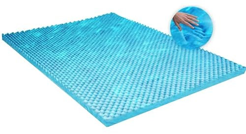 Visco Therapy Coolblue Egg Profile Mattress Topper In Marble Mem Gel Foam, 120 x 190 x 5 cm And Free Cover