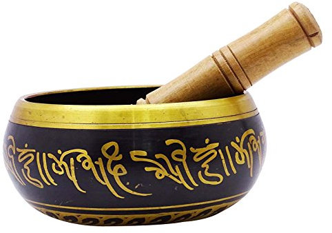 inCAREofGOD Tibetische Klangschalen Buddhistische Meditation Chakra Klangheilung Schwarz Prayer Bowl