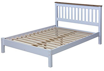 Core Products, Capri 4'6 Slatted Lowend Bedstead, White with solid Pine Top