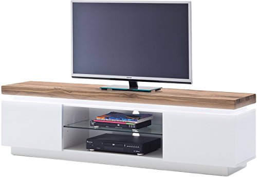 möbelando TV Lowboard Kommode Sideboard Rack Unterschrank Element Weiß Wildeiche Lisa I