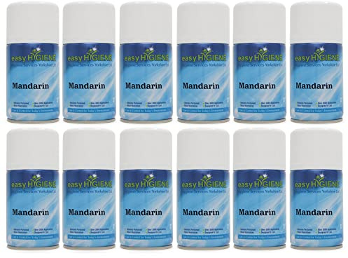 Full CASE of 12 Mandarin aerosol Automatic 270ml Air Freshener Dispenser Refills auto Fresh Spray cans