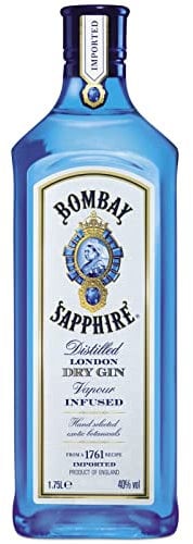 Bombay Sapphire London Dry Gin, 40% vol., 175 cl / 1,75 L, gin 100% infuso a vapore con 10 botanical accuratamente selezionati