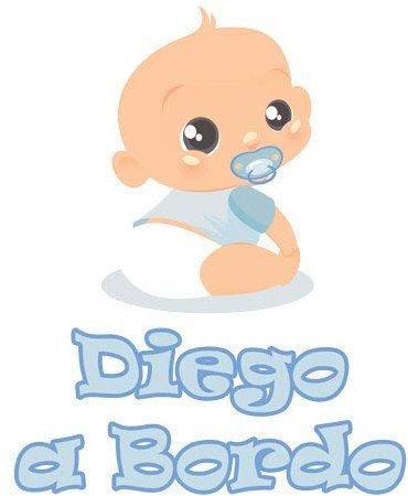 GamesMonkey Adesivo Bimbo Bimba a Bordo - - Nome Personalizzato 12 CM - Maschio - Stickers Auto Esterno Vinile Lucido (Diego)