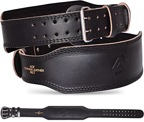 AQF Gewichthebergürtel Leder Kuhhaut Kraftraining Gürtel, Lendenwirbelstütze Gürtel Mit Wildlederfutter Stahl Schnalle Trainingsgürtel, Bodybuilding Gürtel Herren Damen