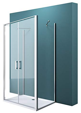 Duschabtrennung 90x120 Duschkabine Aluminiumrahmen mit Duschtasse ESG-Sicherheitsglas Klarglas Doppeltüre Ravenna50K