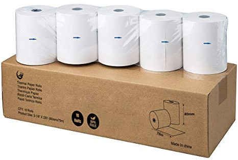 Lot de 10 rouleaux de papier thermique pour caisse enregistreuse 80 mm x 70 m