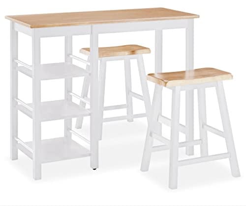 vidaXL Bar Set 3-TLG. MDF Weiß Bartresen Stehtisch Bartisch Barstuhl Hocker