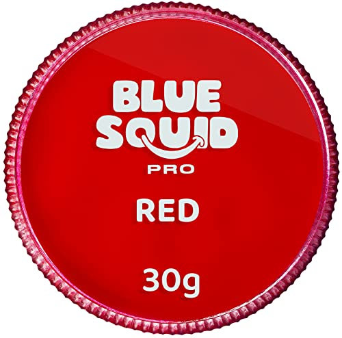 Blue Squid PRO Schminke Face Paint und Bodypaint - Klassische Rot 30g, Hochwertige, professionelle, wasserbasierte Einzelbehälter, Face und Bodypaint Farbe für Erwachsene, Kinder, Fasching und SFX