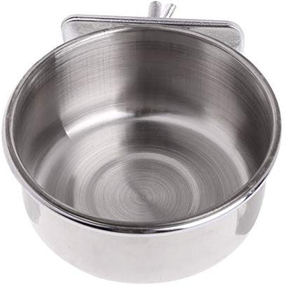 Bird Feeding Cups, Stainless Steel Pet Parrot Food Water Bowls Feeder Drinking Cup Bird Cage Accessory (S)