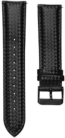 20mm / 22mm Schnellspanner Black Carbon-Faser-Leder-Uhrenarmband-Band, schwarz, 22mm