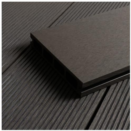 HORI WPC-Terrassendiele Kuba Anthrazit Hohlkammer, Komplettset inkl. 40x60 mm Unterkonstruktion & Clips, wetterfest, pflegeleicht & UV-beständig Fläche: 40 m² - 4,40 m Dielenlänge