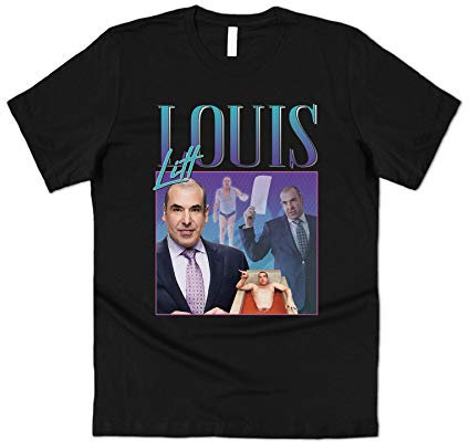 Sanfran Clothing Louis Litt Hommage Lewis Funny Suits TV Show Icon Legend 90er Fandom T-Shirt, Schwarz , L