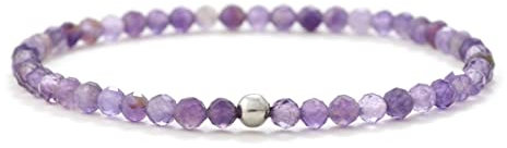 BERGERLIN Amethyst Armband echt mit 925 Sterling Silberperle - facettierte Perlen - Größe S