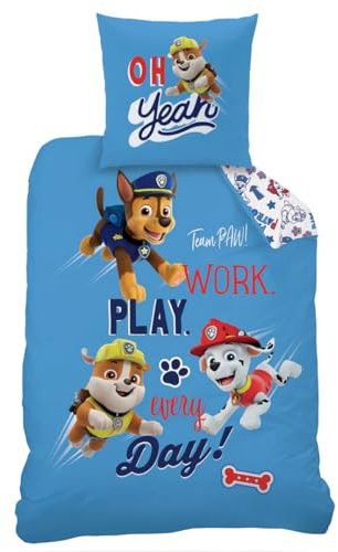 Disney Pat Patrol - Juego de Funda nórdica de 140 x 200 cm y Funda de Almohada de 63 x 63 cm, 100% algodón, Color Azul pequeño