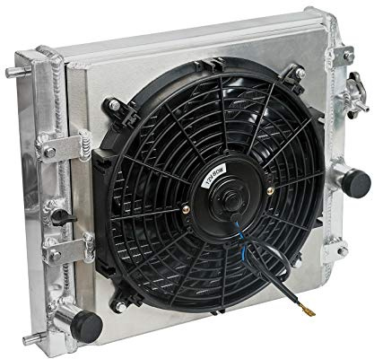 2-Row Full Aluminum Racing Radiator w/ 12V Fan Shroud Replacement for 1992-2000 Honda Civic Eh EJ 1993-1997 del Sol EG MT 1994-2001 Acura Integra DB DC