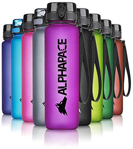 ALPHAPACE Trinkflasche, auslaufsichere 650 ml Wasserflasche, BPA-freie Flasche für Sport, Fahrrad & Outdooraktivitäten, Sportflasche mit Fruchteinsatz, in Purple