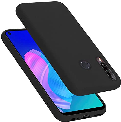 Cadorabo Hülle kompatibel mit Huawei P40 LITE E Hülle Silikon Handyhülle für P40 LITE E Case aus flüssigem Silikon- Kratzfeste und stoßfeste dünne TPU Schutzhülle - Liquid SCHWARZ