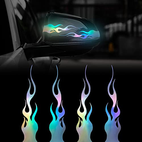 TOMALL 4 Stück 15 cm Reflektierende Aufkleber Auto Vinyl Racing Racing Flamme Streifen Aufkleber Golfwagen ATV Motorrad Fahrrad Skateboard Laptop DIY Dekoration (Farbverlauf)