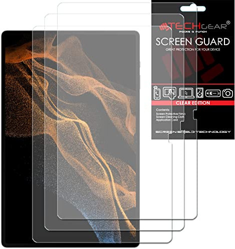 TECHGEAR 3 Pack Galaxy Tab S8 Ultra 14.6 Screen Protectors, Clear Guard Cover for Samsung Galaxy Tab S8 Ultra 2022 (SM-X900 / SM-X906)