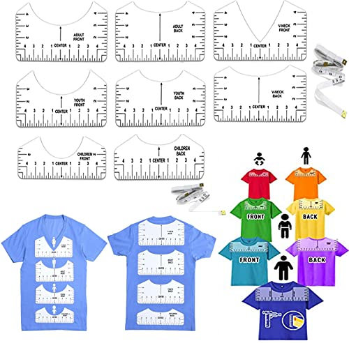 8 Stücke Führung PVC Transparente Lineale, T-Shirt Ausrichtungslineal, Schablonen-Lineal, T-Shirt Ausrichtung Werkzeuge, Transparente Lineal T-Shirt Anleitung Lineal, für Stoff Schneiden Designs