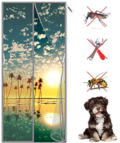 MagnéTique Moustiquaire Porte 230 x 190 cm Anti Insecte Mouche Moustique Rideau Anti Mouche Rideau Anti Mouche pour Porte d Entrée Intérieur/Patio Gris