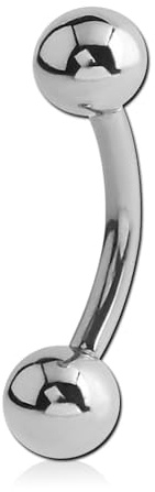 Pain-is-Art Banane 3,0-10,0 mm aus 316L Chirurgenstahl in silber mit Kugeln - GRÖßENWAHL - Curved Barbell Piercing Brustwarze (Dicke: 5,0 mm | Stablänge: 13 mm)