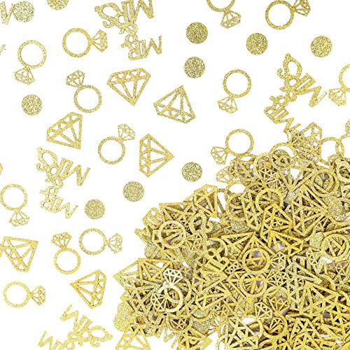 Prasacco 300 Stück Gold Hochzeit Tischkonfetti, Glitzer Konfetti Hochzeit Dekorationen Diamant Ring Konfetti Tischdekorationen Verlobung Party Dekor für Hochzeit Zeremonie Jahrestag Valentinstag
