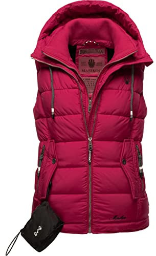 MARIKOO Taisaa - Gilet trapuntato leggero da donna, con cappuccio, taglie XS-3XL, fucsia, XS