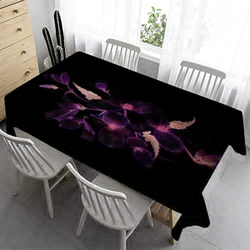 Syhi Qlty Nappe Carrée 180x180 cm Impermeable - Nappe Anti Tache Extérieur Imprimée Polyester Nappe Pique Nique Nappe Anniversaire Nappe Table Basse Jardin - Fleur Violette Noire