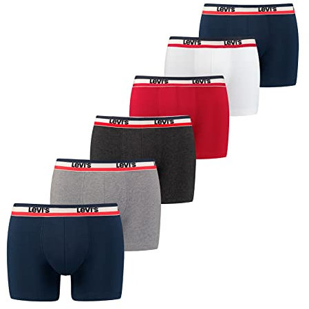 Levi’s Boxerslips, weiche, bequeme und atmungsaktive Herrenunterwäsche mit elastischem Bund und doppelter Einlage, ohne Etikett, 6er-Pack