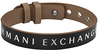 Armani Exchange Armband Für Männer, Länge: 250mm, Breite: 13mm Beige Lederarmband, AXG0108040