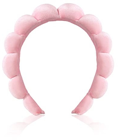 Ycfish Puffy Make-up-Stirnband, Spa-Stirnbänder für Damen, Schwamm und Frottee, Stoff, niedliches Hautpflege-Stirnband für Gesichtswäsche, Make-up-Entfernung, Dusche, Gesichtsmaske (Rosa)