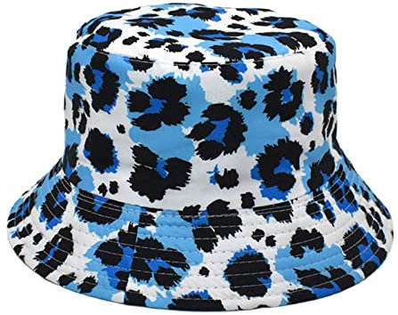 QWUVEDS Anglerhut Damen Schwarz Farbe Leopard Fischerhut Männer und Frauen Drucken Tie Dye Topfhut Netz Rot Mode Sonnenschirm Hut Angler Cap Herren