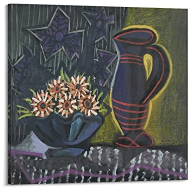 JAHER Pablo Picasso Gemälde – (Vase mit Blumen und Krug) Poster, Kunst, Leinwand, Malerei, Dekoration, Wanddruck, Fotogeschenke, Zuhause, moderne Dekorationen, 40 x 40 cm