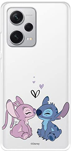 Funda para Xiaomi Redmi Note 12 Pro+ 5G Oficial de Disney Angel & Stitch Beso para Proteger tu móvil. Carcasa para Xiaomi de Silicona Transparente Flexible con Licencia Oficial de Lilo & Stitch