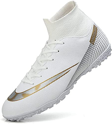 WOWEI Fußballschuhe Herren High Top Spike Cleats Outdoor Athletics Professionelle Fussballschuhe Kinder Trainingsschuhe Fußballschuhe Sportschuhe Wettkampf (FBM-X1, 46EU)