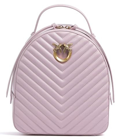 Pinko Love Click Backpack Vitello NAPPATO Chevron, Zaino Donna, WWGQ_Lilla-Antique Gold, U