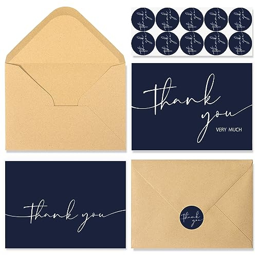 NESCCI 24 PCS Thank You Cards With Envelopes,4x6 Inch Minimalistic Design