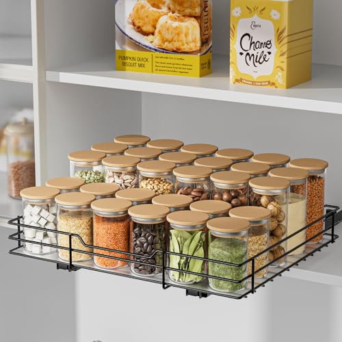 AIRUJIA Gewürzregal Ausziehbar, Spülschrank Organizer, Gewürzregal Schrank, Spice Rack, Anhebbares Waschbecken Regal, Gewürz Organizerfür Für Küche, L27*B32.2*H6CM