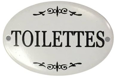 Plaque de Porte décorative Vintage Toilettes Fer Blanc 10.5x8cm